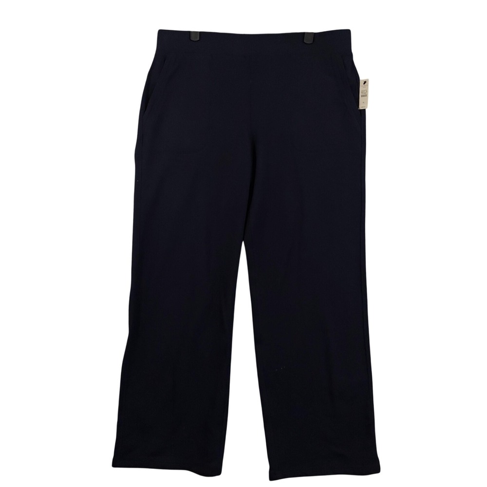T By Talbots Pants Womens PL Navy Relaxed Straight Leg Sweatpants Stretch 34x29
